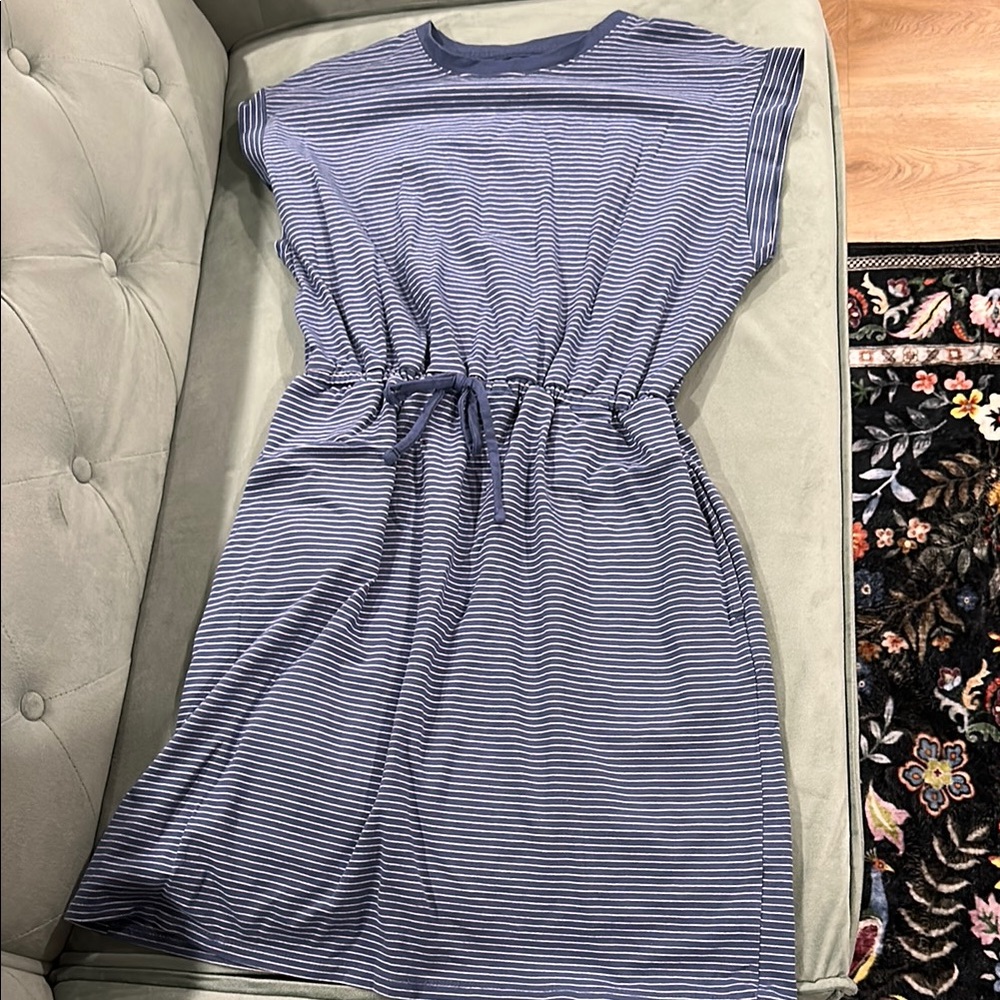 A new day Striped Blue Casual Dress size medium
